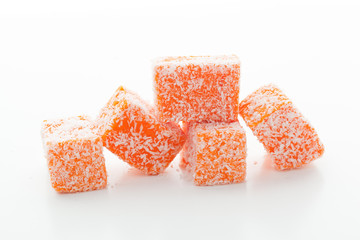 Tasty Turkish delight isolated on white