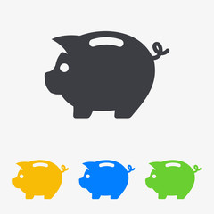 Icono plano hucha cerdito en varios colores