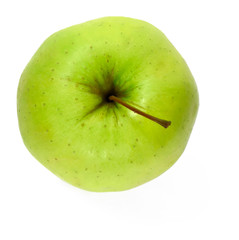 Green apple, high angle shot, isolated on white background.
