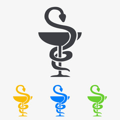 Icono plano simbolo farmacia en varios colores