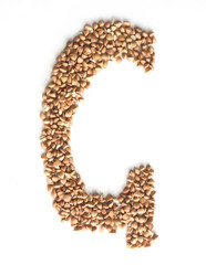Letter G made of buckwheat   isolated on white background - 127178955