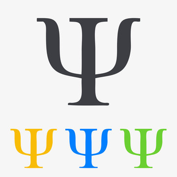 Icono plano simbolo Psi en varios colores