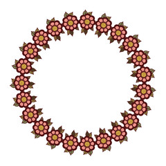 Flowers crown icon. Decoration rustic garden floral nature plant and spring theme. Isolated design. Vector illustration