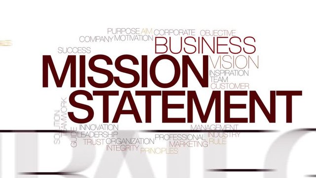 Mission statement animated word cloud. Kinetic typography.