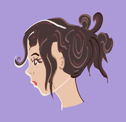 Portret zijkant vrouw lila 