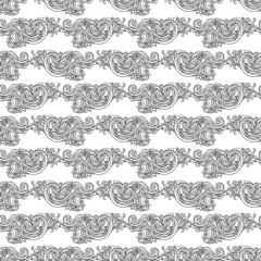 black and white seamless pattern in a zentangle style, Hand-drawn design illustration