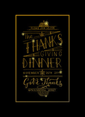 Hand drawn Thanksgiving typography invitation