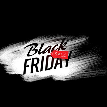 stylish black friday sale ad poster with white paint stroke
