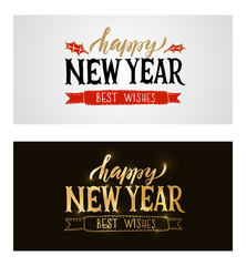Lettering 'Happy New Year' for Christmas/New Year greeting card