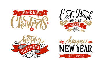 Lettering 'Happy New Year' for Christmas/New Year greeting card