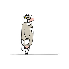 Cute shy cow, sketch for your design