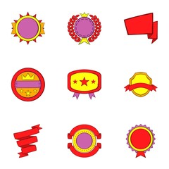 Sticker icons set. Cartoon illustration of 9 sticker vector icons for web