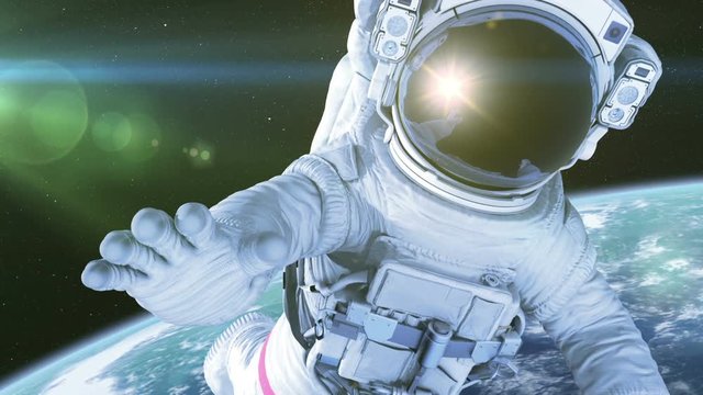 Astronaut in Space. 3d animation with a green screen, full HD 1080