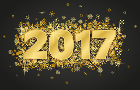 Happy new year card 2017 on dark background 