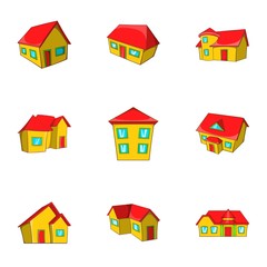 House icons set. Cartoon illustration of 9 house vector icons for web