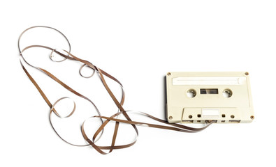vintage cassette tape isolated white background