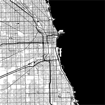 Chicago, USA, Monochrome Map Artprint