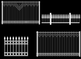 set of four white fence fragments