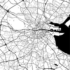 Obraz premium Dublin, Irlandia, wydruk mapy monochromatycznej