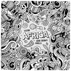 Cartoon cute doodles Africa frame