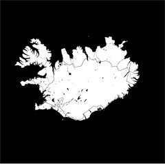 Iceland Island Monochrome Map Artprint