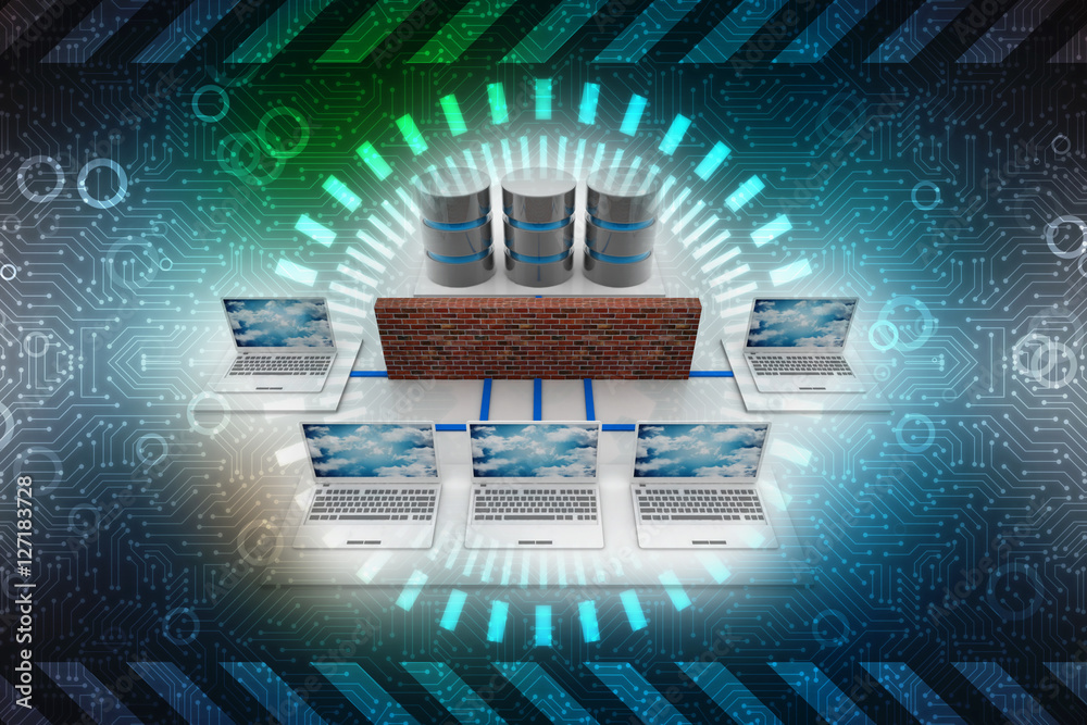 Poster computer network,3d rendering