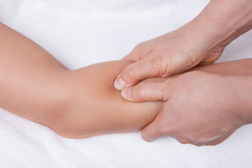 Close up of massage forearm points