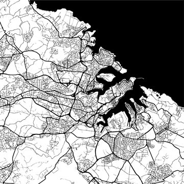 Valetta, Malta, Monochrome Map Artprint