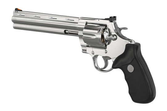 Revolver firearm steel cowboy equipment. 3D graphic