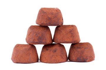chocolate truffle isolated on white background