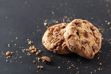 Homemade cookies on a black background