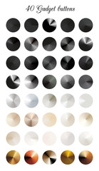 Set of gadget gradient mesh .Metallic buttons collection, industrial design swatches, Vector illustration.