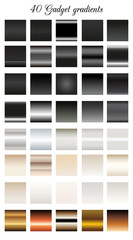 Set of gadget gradients.Metallic squares collection, industrial design swatches, Vector illustration.