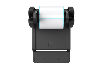 Roll holder with paper sticker, top view. 3D graphic