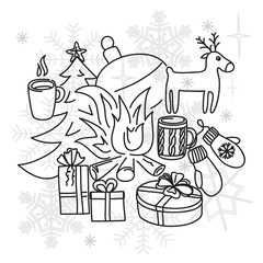 New Year Christmas tale. Home, a cozy, warm atmosphere