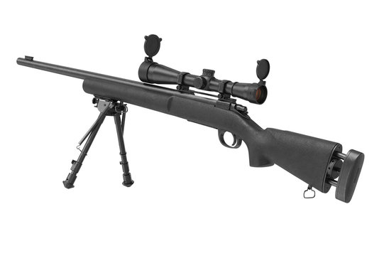 Rifle sniper firearm gun with bipod. 3D graphic