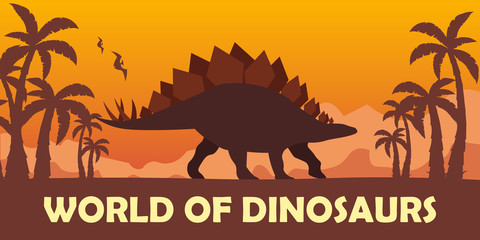 Banner World of dinosaurs. Prehistoric world. Stegosaurus. Jurassic period. © leo_d