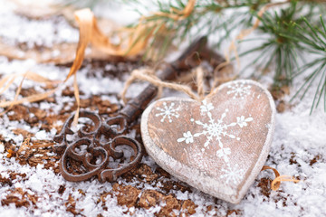 Heart on snow.