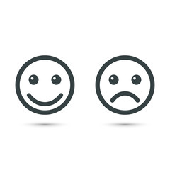 Smiley emoticons icon positive and negative, vector isolated illustration of different mood.