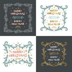 Vector set of Christmas cards with Christmas decorations
