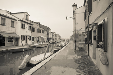 Fototapeta premium Vintage view from the Burano island, Venice