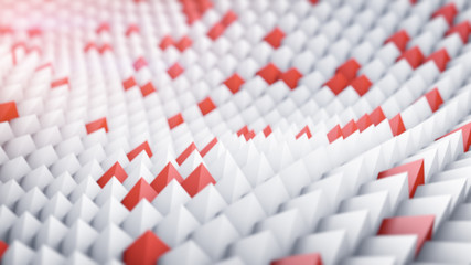 White and red peaks wavy surface. 3D render © gonin