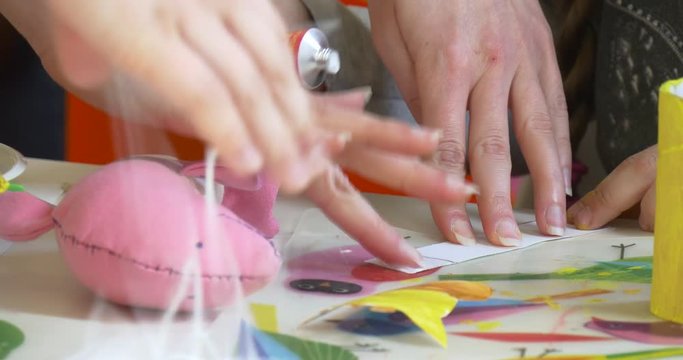 Applying Glue on the Paper.