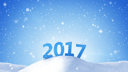 new year 2017 sign in snow drift