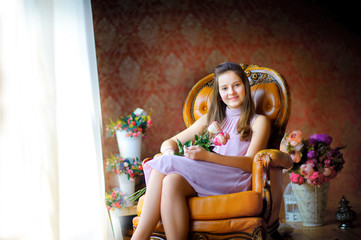 girl with a bouquet of roses