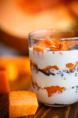 Greek yogurt with baked pumpkin
