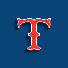 T letter logo in classic sport team style font.