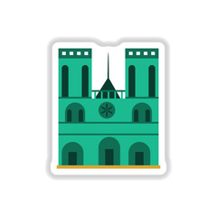 Vector illustration in paper sticker style Santiago Metropolitan Cathedral Chile