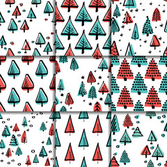 Obraz premium christmas tree seamless pattern
