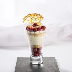 Ice cream cake with wild strawberries